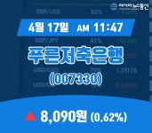 (국내주식시장주가) 17일 푸른저축은행 현재주가 8,090원