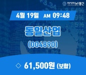 (종목상세정보) 19일 동일산업 현재가 61,500원
