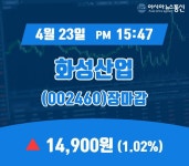 장종리포트 화성산업 주가 14,900원으로 장 마감
