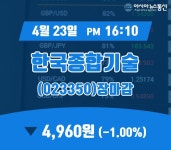 (23일 마감보고) 한국종합기술 주가 4,960원으로 마감