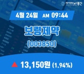 (주식시세) 24일 보령제약 거래가격 13,150원