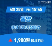 25일 동양 주가 1,980원으로 장 마감