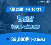 (장종리포트) 25일 마감 한진칼 주가 36,000원으로 장 마감
