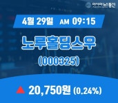 (아통증시) 29일 노루홀딩스우 증시현황 20,750원