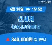 장종리포트 신세계 주가 340,000원 마감해