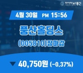 (30일 마감보고) 풍산홀딩스 주가 40,750원 마감