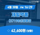 장마감보고서 30일 제일약품 주가 42,600원 장 마쳐