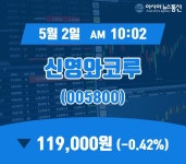 신영와코루주 | (증시현황) 2일 신영와코루 주가 119,000원