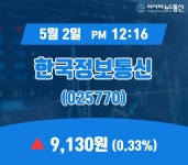 (증시현황) 2일 한국정보통신 현재 주식 거래가격 9,130원