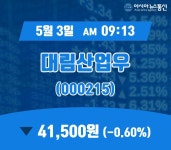 (국내주가정보) 3일 대림산업우 현재가 41,500원
