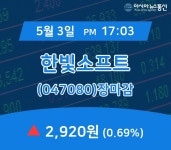 3일 한빛소프트 주가 2,920원 마감해