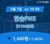 (국내주가정보) 7일 한솔PNS 현재 주식 거래가격 1,460원