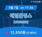 (국내주가정보) 7일 매일홀딩스 현재 주식 거래가격 12,650원