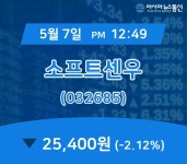 (주가정보) 7일 소프트센우 주가 25,400원