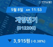 (국내주식시장현황) 8일 계양전기 현재가 3,915원