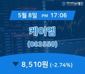 (장중주가) 8일 케이엠 거래가격 8,510원