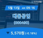(주식종목) 13일 대동공업 주가 5,570원