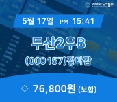 ㈜삼륭교역 | (장종리포트) 17일 마감 두산2우B 주가 76,800원으로 종료