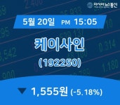 (주식실황) 20일 케이사인 현재 주식 거래가격 1,555원