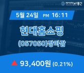 24일 마감보고 현대홈쇼핑 주가 93,400원 마감