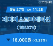 (아통경제) 27일 제이에스코퍼레이션 현재가격 18,000원