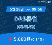 (주가정보) 28일 DRB동일 증시현황 5,860원