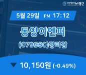 장마감보고서 29일 동양이엔피 주가 10,150원으로 종료