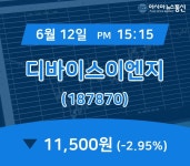 (증시실황) 12일 디바이스이엔지 주가 11,500원