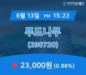 (종목추적) 13일 푸드나무 증시현황 23,000원