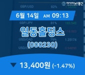 (주가정보) 14일 일동홀딩스 현재가격 13,400원
