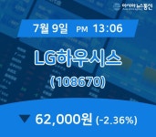(주가정보) 9일 LG하우시스 거래가격 62,000원