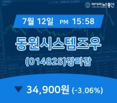 [특징주분석 매매동향] 동원시스템즈우 주가 34,900원 마감해