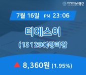 [특징주분석 종목정보] 티에스이 주가 8,360원 마감