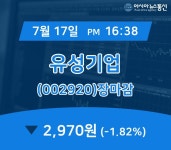 [특징주 종목정보] 유성기업 주가 2,970원으로 종료