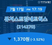 (주식시세) 17일 퓨쳐스트림네트웍스 현재 주식 거래가격 1,370원