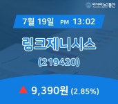 (아통증시) 19일 링크제니시스 주가 9,390원