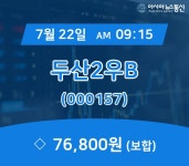 (국내주가정보) 22일 두산2우B 현재가격 76,800원