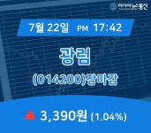 [특징주분석 종목정보] 광림 주가 3,390원으로 마감