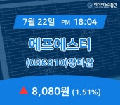 [특징주 종목정보] 에프에스티 주가 8,080원으로 마감