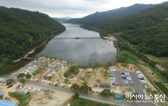 김천시, 오봉저수지 농촌테마공원 경관조명 설치...환상적인 야경