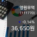 (국내주식시장현황) 19일 영원무역 주가 36,650원