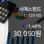 (국내주식시장주가) 21일 씨에스윈드 현재 주식 거래가격 30,050원