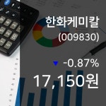 (국내주식시장주가) 2일 한화케미칼 현재가격 17,150원