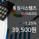 (국내주식시장현황) 25일 동원시스템즈 현재주가 39,500원
