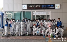 [포토] 세종시 고운동 주민방역단..관내 소독 나서