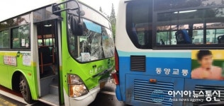 [아통 포토] 의창구 서상삼거리서 시내버스 추돌승객 19명 경상 ‘병원치료’