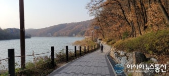 남양주 오남저수지 둘레길, 화창한 주말 시민들의 발길 이어져