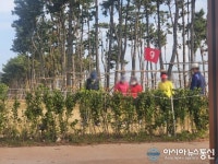 부산 봉림동 조만강…골프연습 중인 주민들