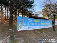 [아통포토] 나무가 아파요… 와동체육공원, 나무에 설치된 현수막