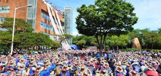 전운 감도는 한마음회관… 현대重 노조 원천봉쇄 2일차